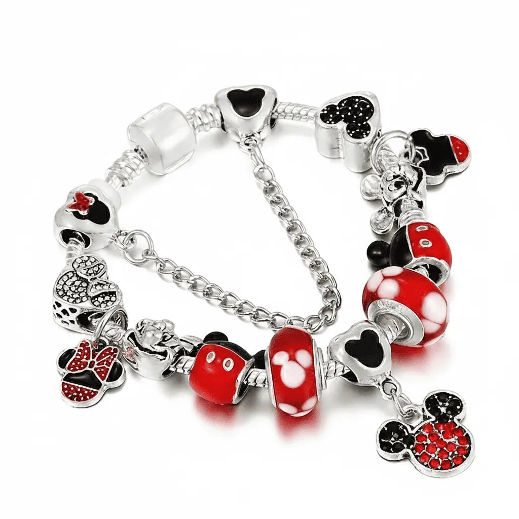 Kit Pulseira Pandora Feixe Redondo + 13 Berloques Mickey