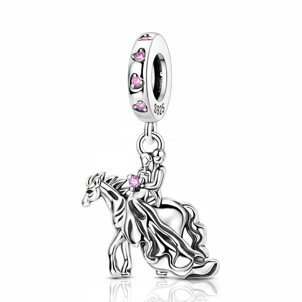 Berloque Príncipe e Princesa Banhado em Prata