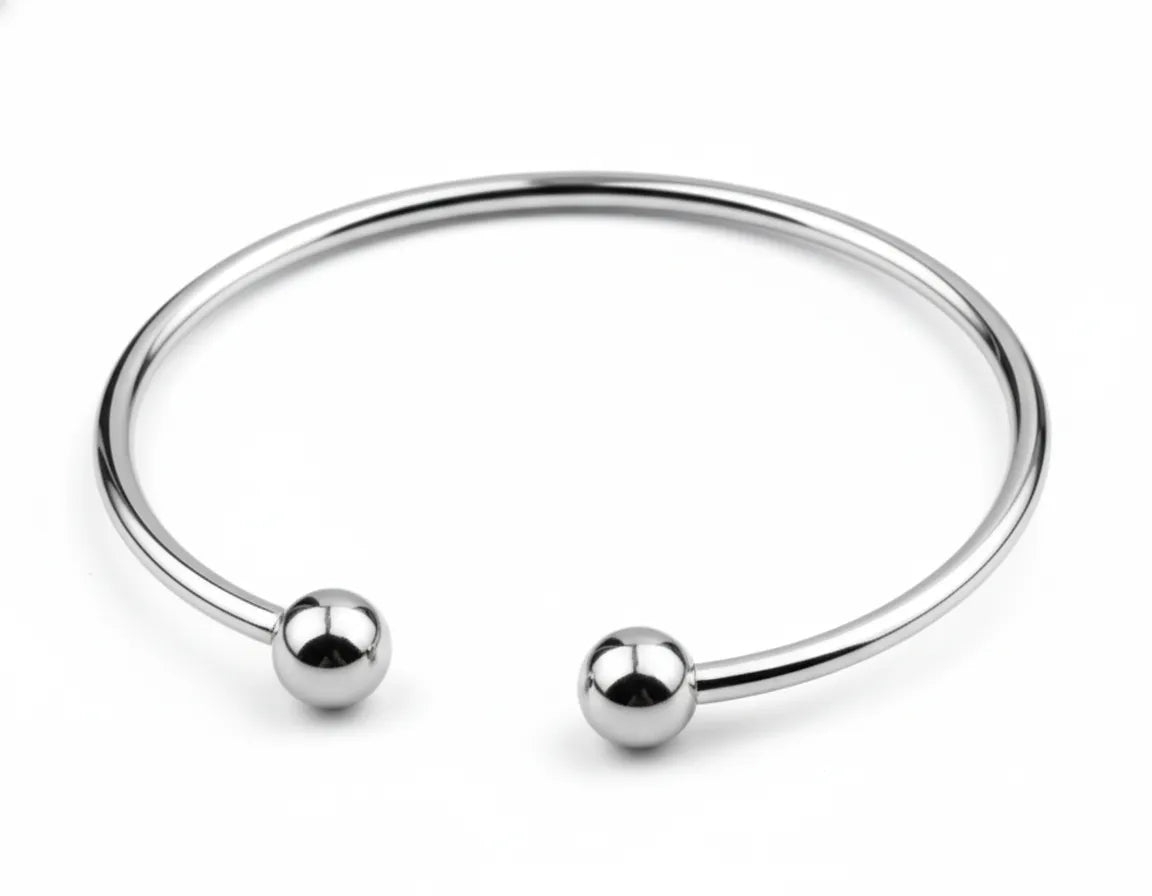 Bracelete Redondo Rígido Banhado em Prata