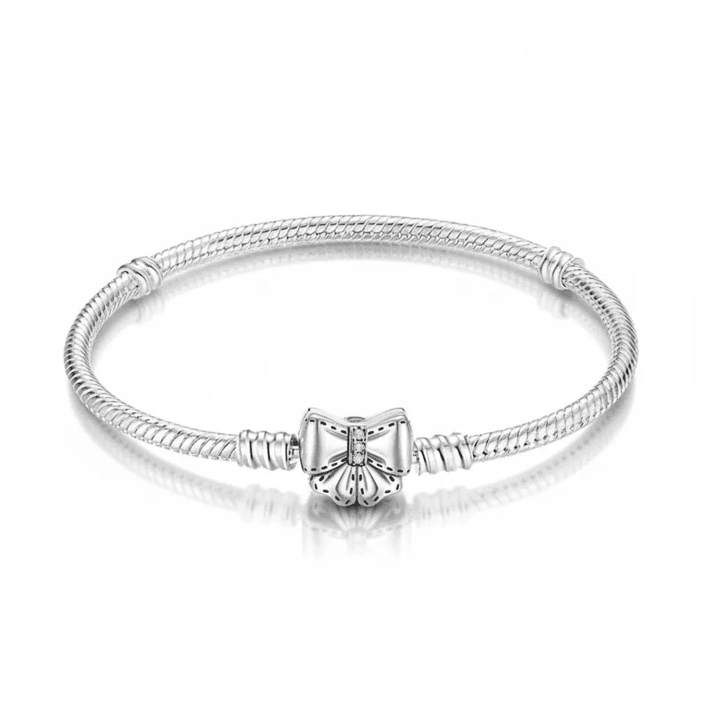 Pulseira Pandora Laço Encantado Banhado em Prata