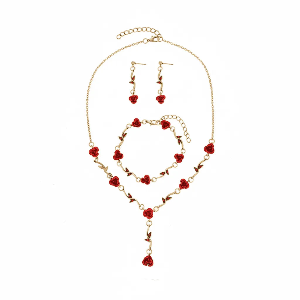 Kit Flower Rever Colar+brincos+pulseira