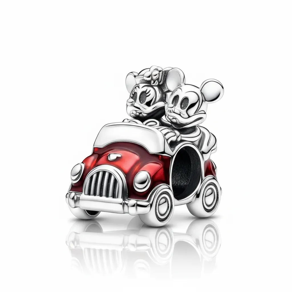 Berloque Minnie e Mickey Banhado em Prata