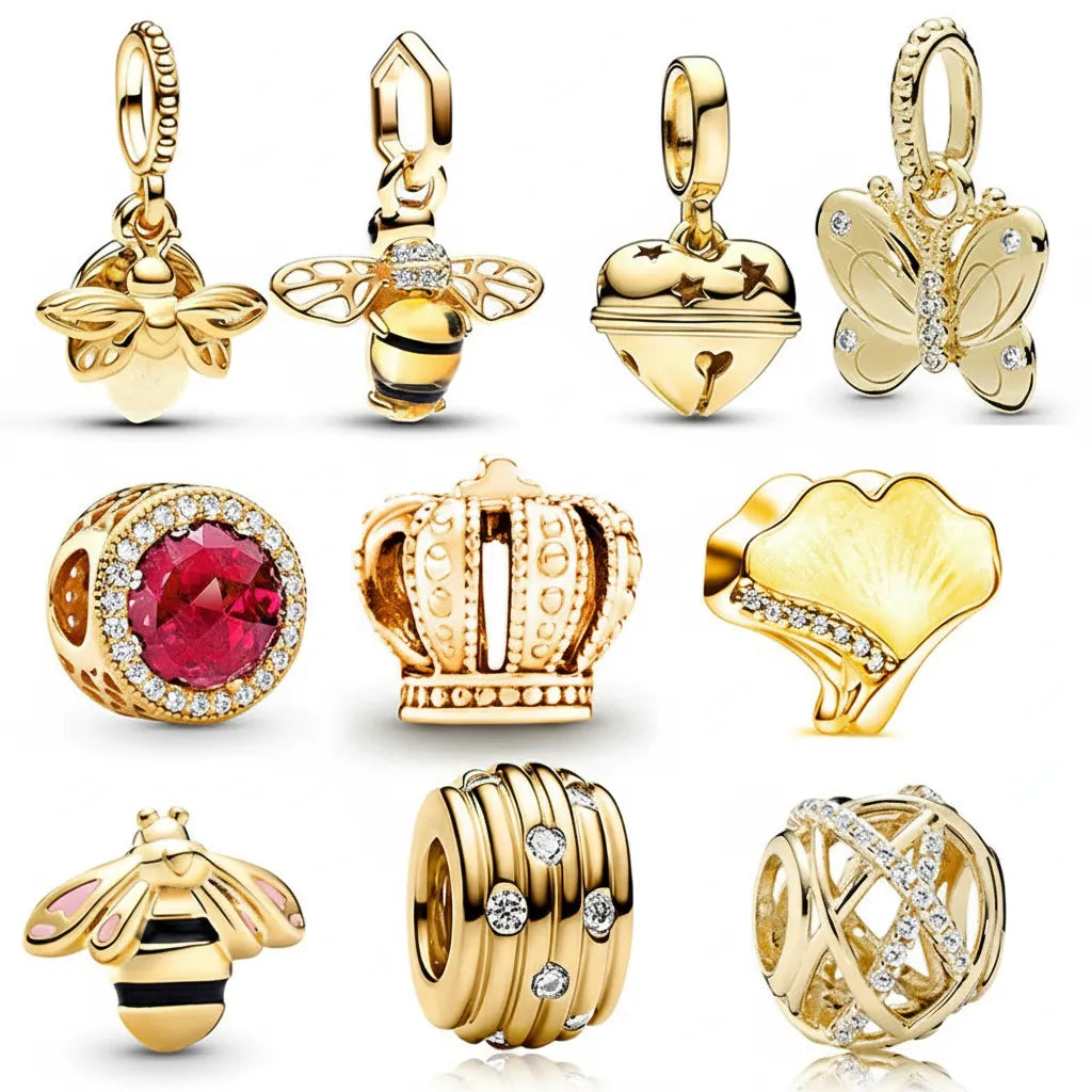 Kit 10 Berloques Natureza Dourado