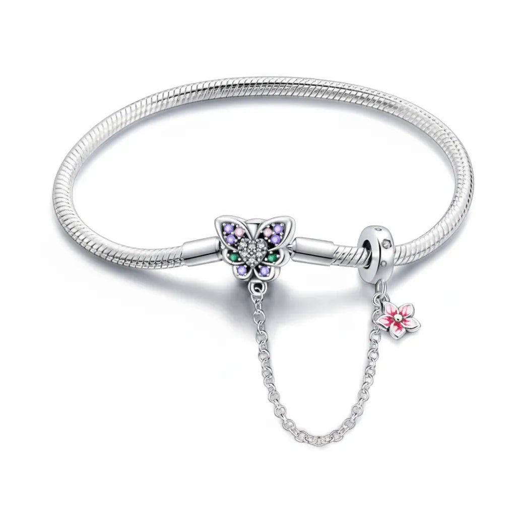 Pulseira Pandora Borboleta Banhado em Prata