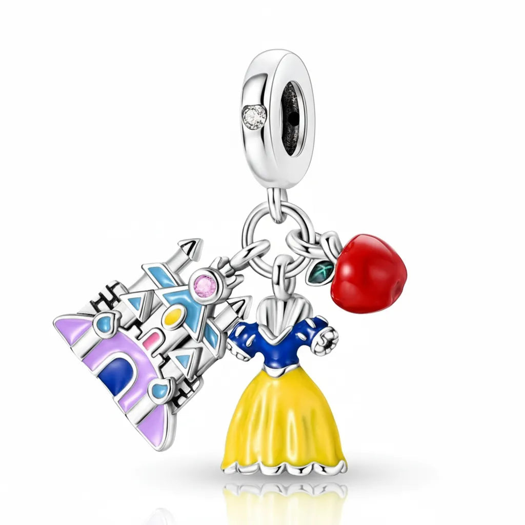 Berloque Branca de Neve Banhado em Prata