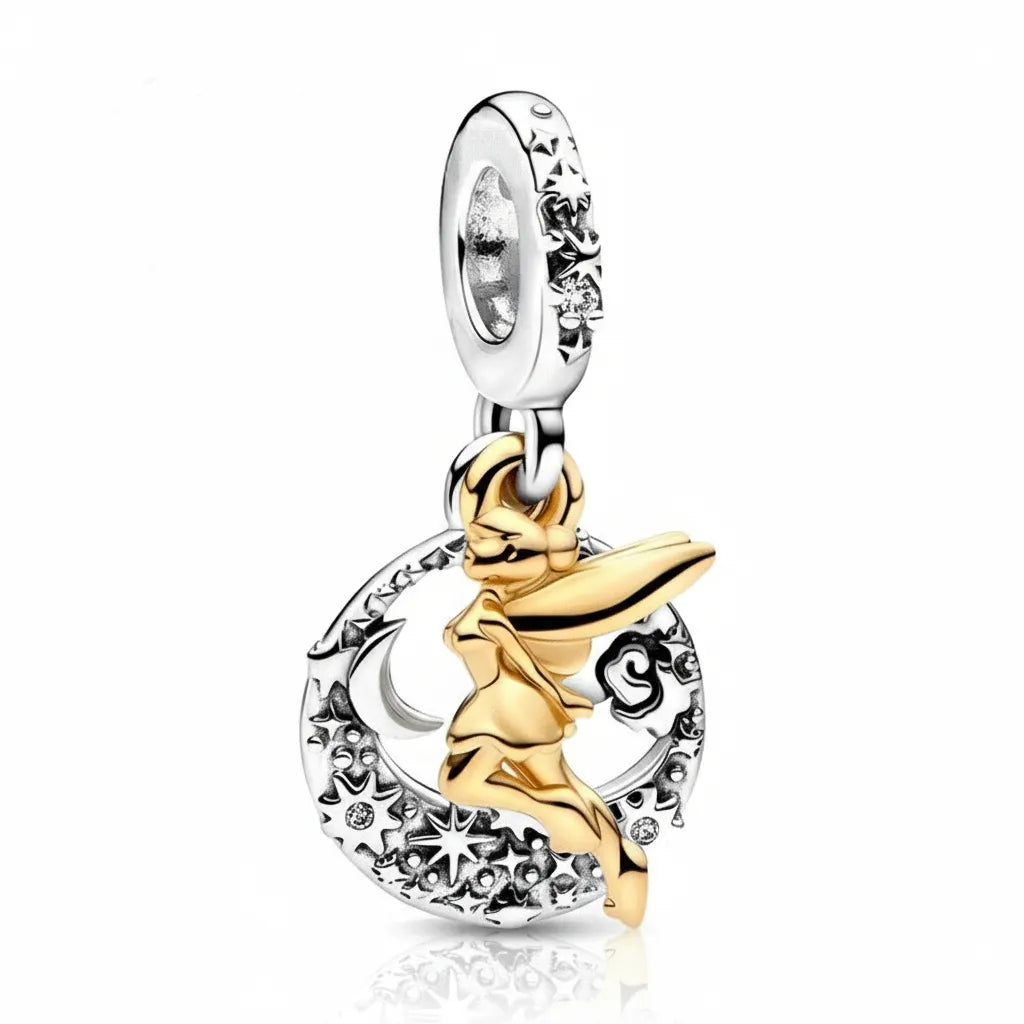 Berloque Sininho Dourada Banhado em Prata