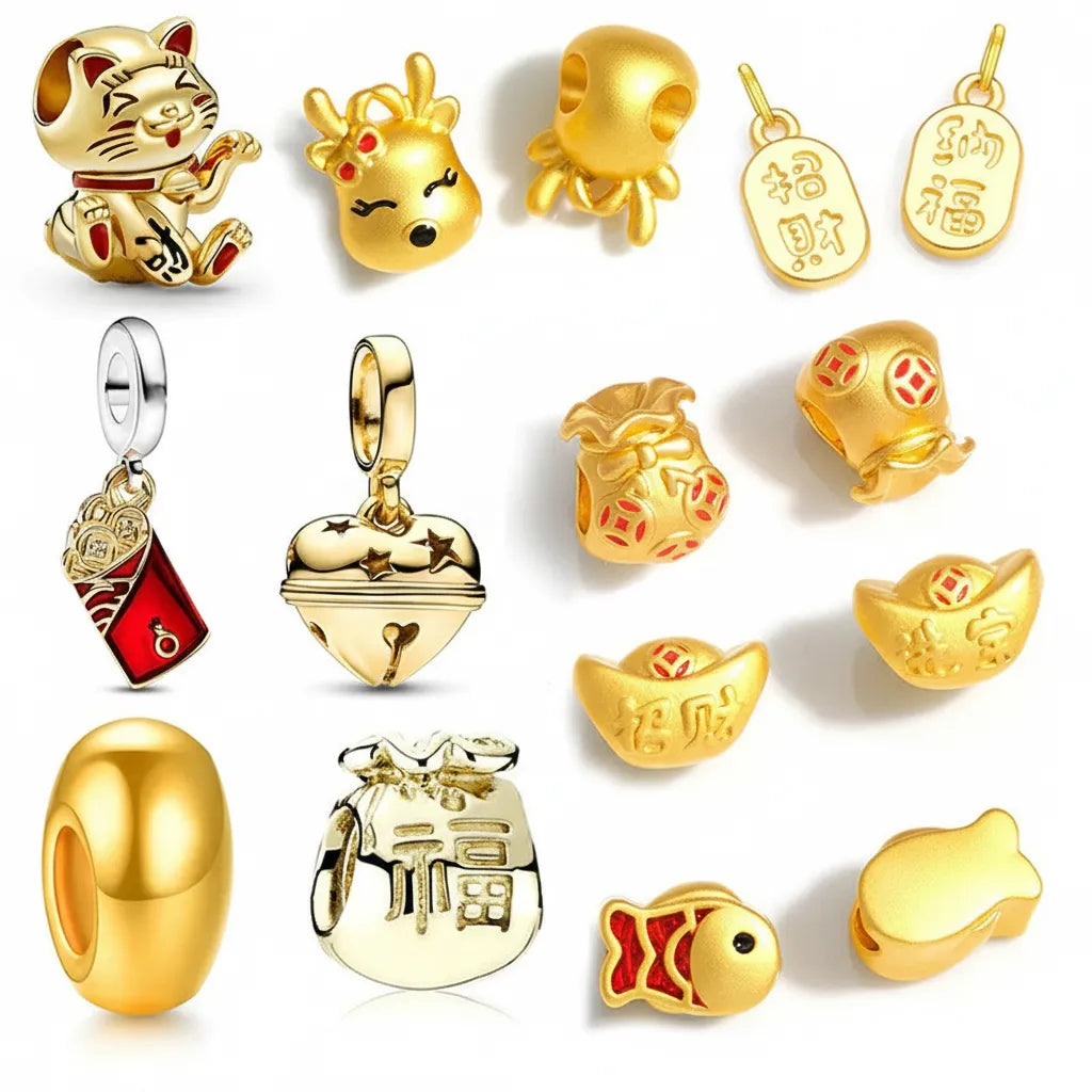 Kit 10 Berloques Sorte Dourado