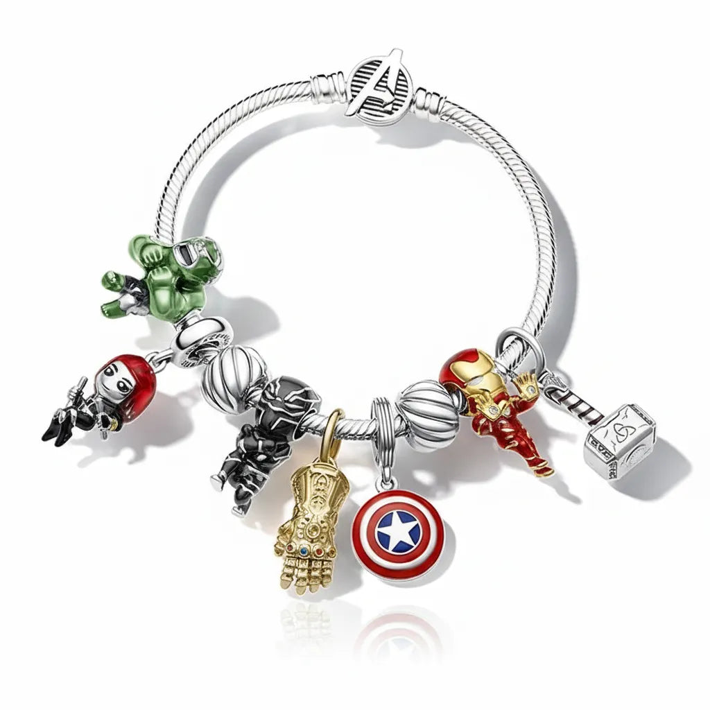 Kit Pulseira Pandora Marvel Banhados em Prata