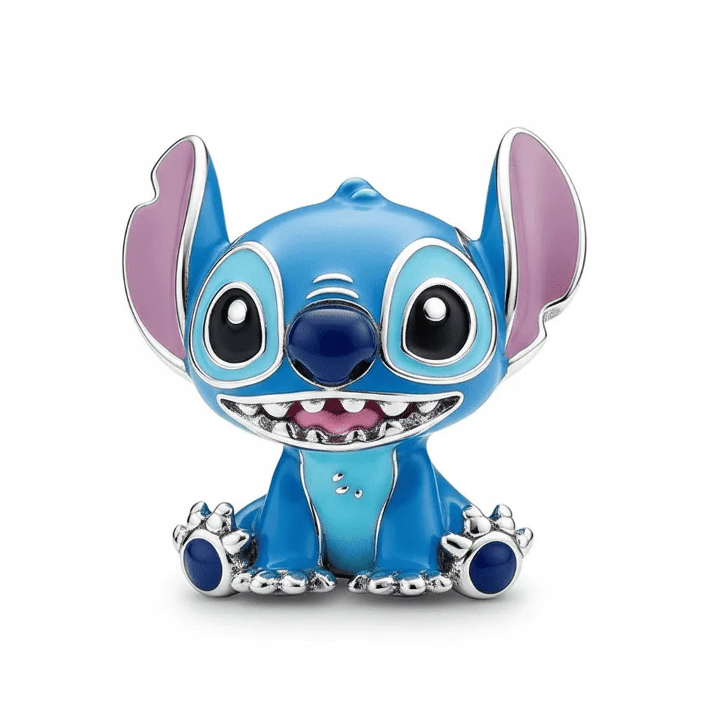 Berloque Stitch Azul Feita Prata 925