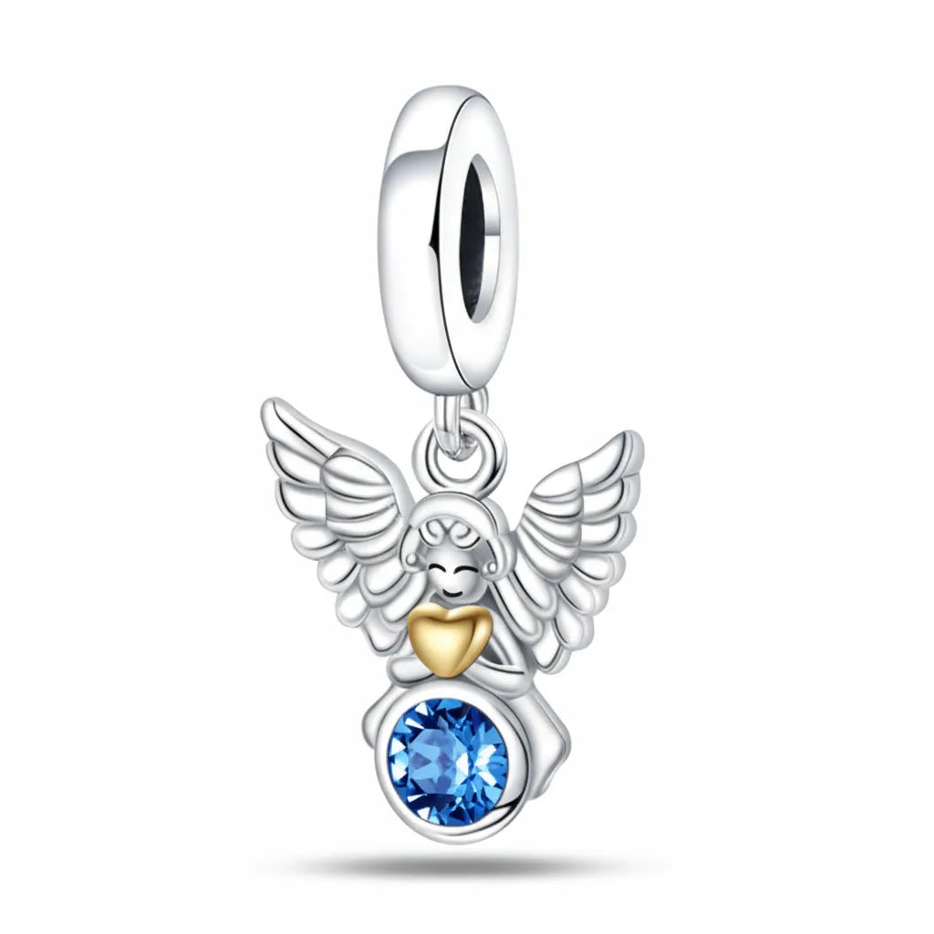 Berloque Anjo Azul Banhado em Prata