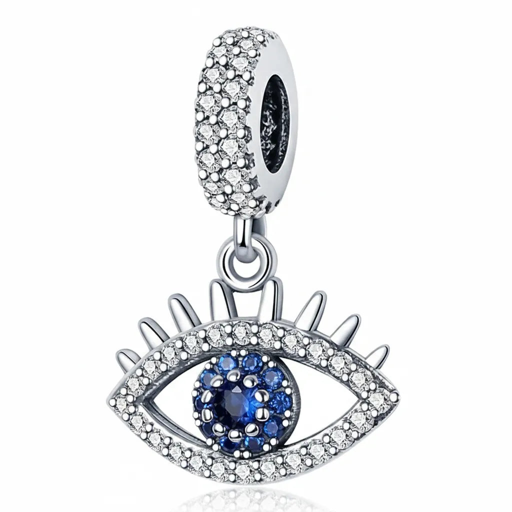 Berloque Eye Cravejado Banhado em Prata