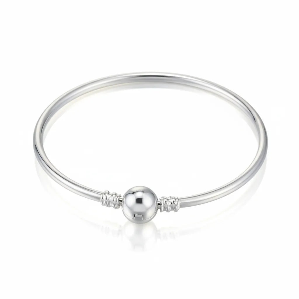 Pulseira Pandora Redonda Rígida Banhado em Prata