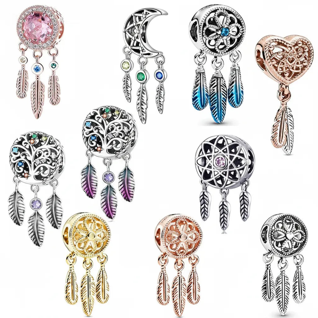 Kit 10 Berloques Filtro dos Sonhos Banhados em Prata