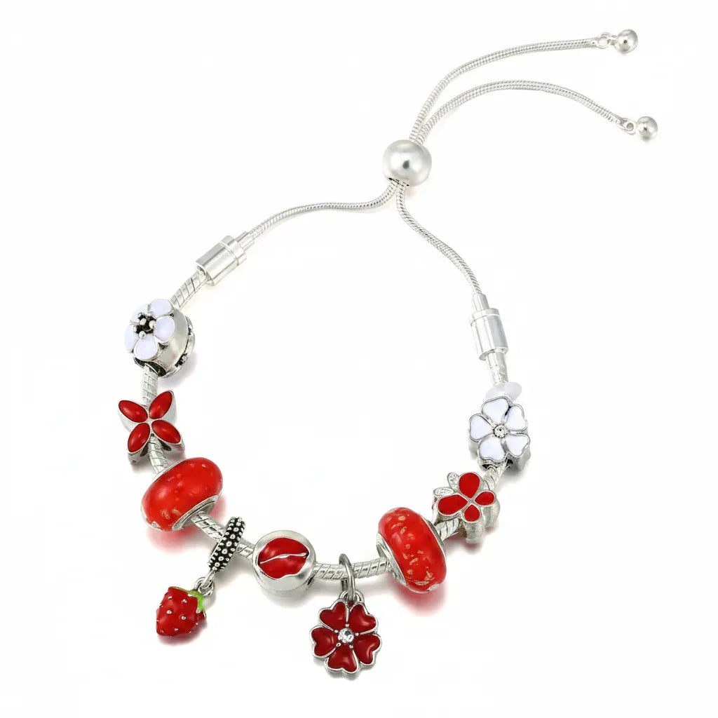 Kit Pulseira Hello Kitty + 9 Berloques Banhado em Prata