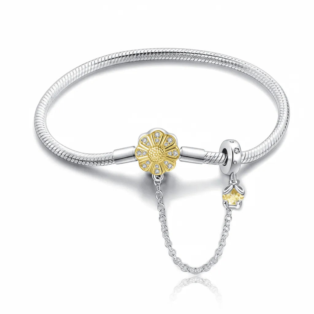 Pulseira Pandora Girassol Banhado em Prata