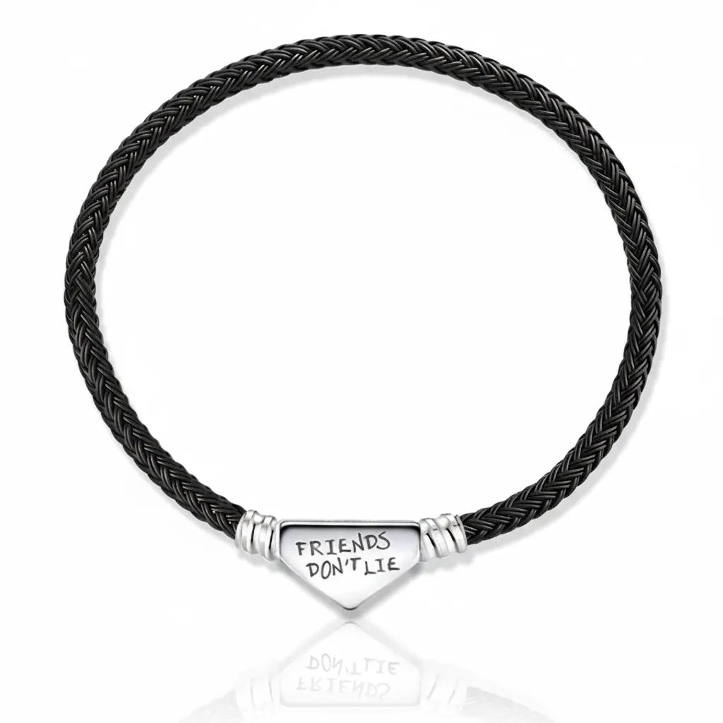 Pulseira Stranger Things Friends Don't Lie Banhado em Prata